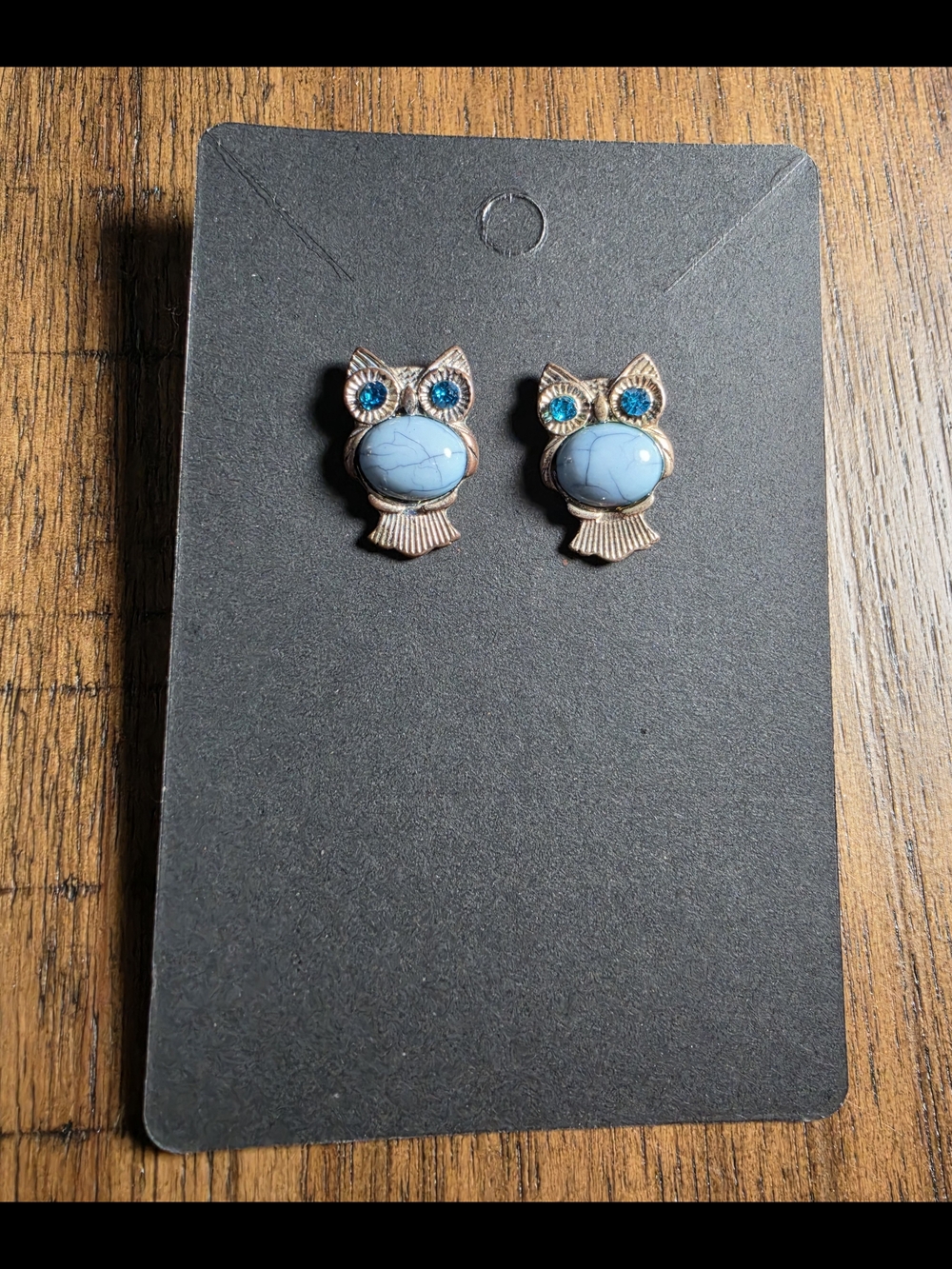 Owl Stud Earrings with Turquoise Stones